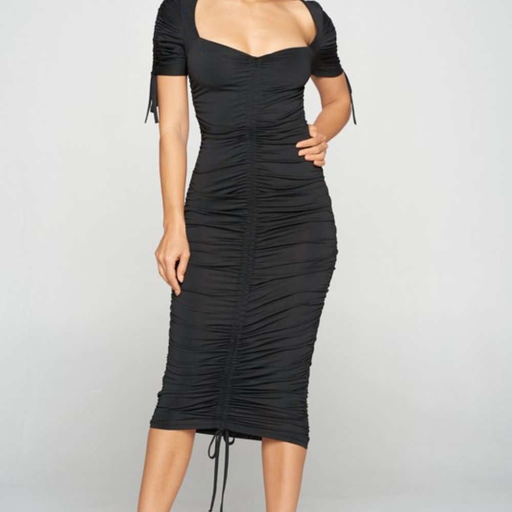 Sexy Black Midi Dress